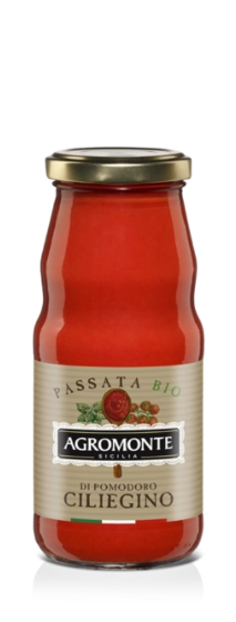Confezione di passata di pomodoro ciliegino bio Agromonte, formato 360 g