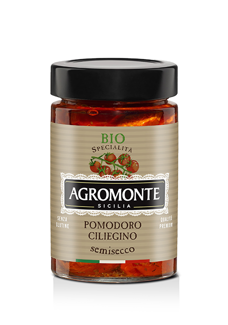 Vasetto di pomodorino ciliegino semisecco bio Agromonte, formato 200 g