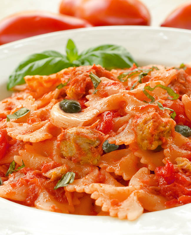 Ricetta di casa Agromonte: Farfalle tonno, capperi e Salsa pronta di ciliegino